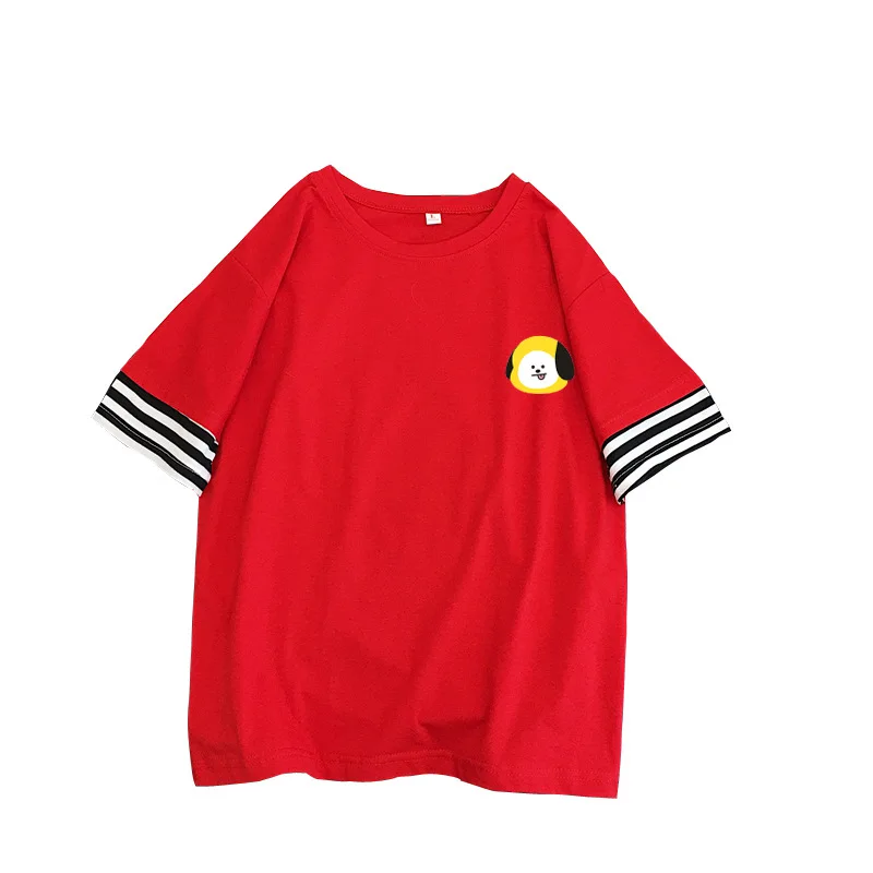 

New Harajuku Striped Tee Shirt Kpop Female Kawaii Tshirt Women Hip Hop T-shirt Streetwear Fashion Funny Cartoon K Pop Tshirt