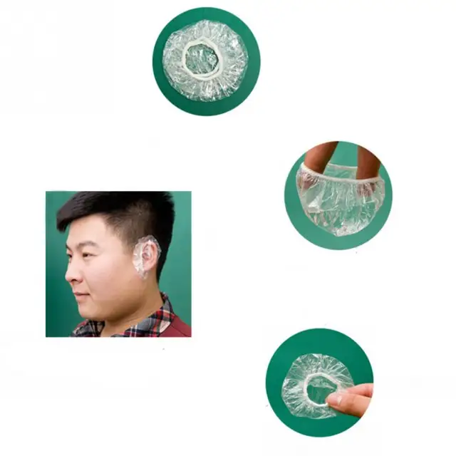 100pcs/pack Earcaps Disposable Polyethylene Ear Covers Shield Protect Tint Clip Dye hair Waterproof earmuffs