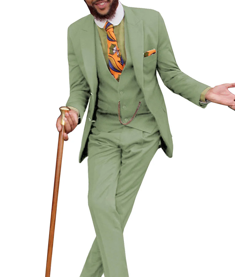 Men's Classic Design Suits 3 Pieces Formal Notch Lapel Solid Business Groom Tuxedos Solid For Wedding(Blazer+Vest+Pants)