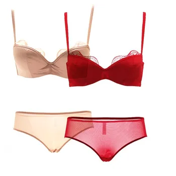 

Women Lace Lingerie Bras Set Push Up Womens Bra & Pants Sexy Transparent Half Cup Ladies Bra Sets Underwire Unlined Underwear
