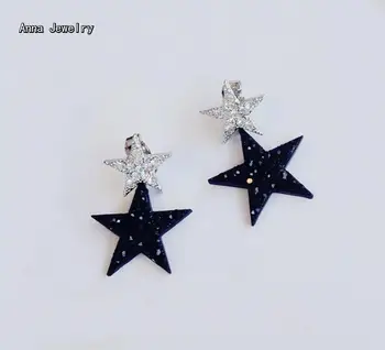 

Simple Vogue Designer Dazzling Star Stud Earring,Precision Stainless Steel with Clear and Black Stones,Fashion Earring For Women