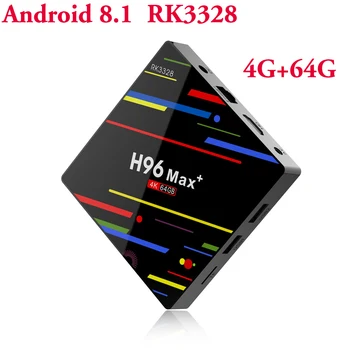 

H96 MAX+ Smart TV Box Andoird 8.1 Rockchip RK3328 Quad Core 4GB RAM 64GB ROM 4K HD Set-top-Box 2.4G 5G Wifi mini PC H96 MAX Plus