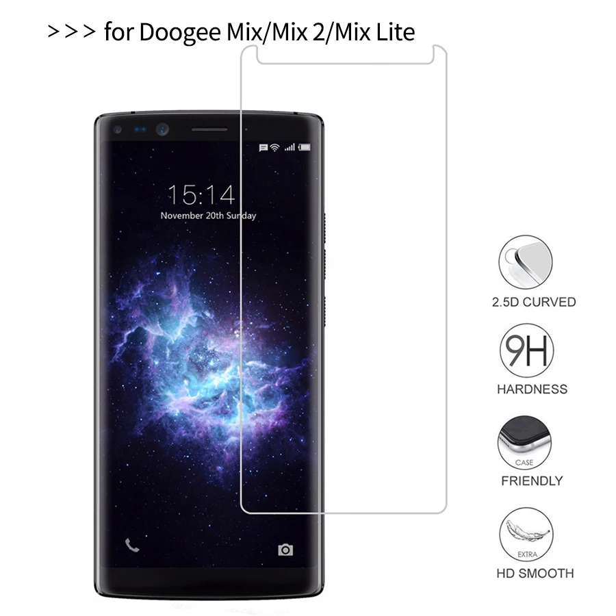 Стекло Для Doogee Mix 2 закаленное взрывозащищенные 2.5D 9h тонкая Передняя защитная