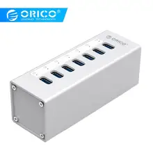 ORICO высокого Скорость Алюминий 7 Порты и разъёмы s USB 3,0 док-станция USB Порты и разъёмы 5 Гбит/с, украшенное мозаикой из драгоценных камней, 12V Мощность HDMI DVI Переходник HDMI DVI и 1 м USB3.0 кабель для передачи данных-(A3H7