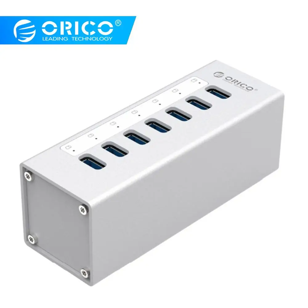 Высокоскоростной Алюминиевый Концентратор ORICO USB 3 0 с 7 портами usb порт 5 Гбит/с