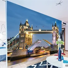 Qingchun Пользовательские печати 3D Ткань и текстильные обои для стен тканью фрески матовый шелк для Гостиная Современный мост городской