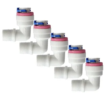 

5pcs 1/8" male to 1/4" queck joint One-way valve check valve reflux non-return valve to prevent fluid backflow L-Type contcator