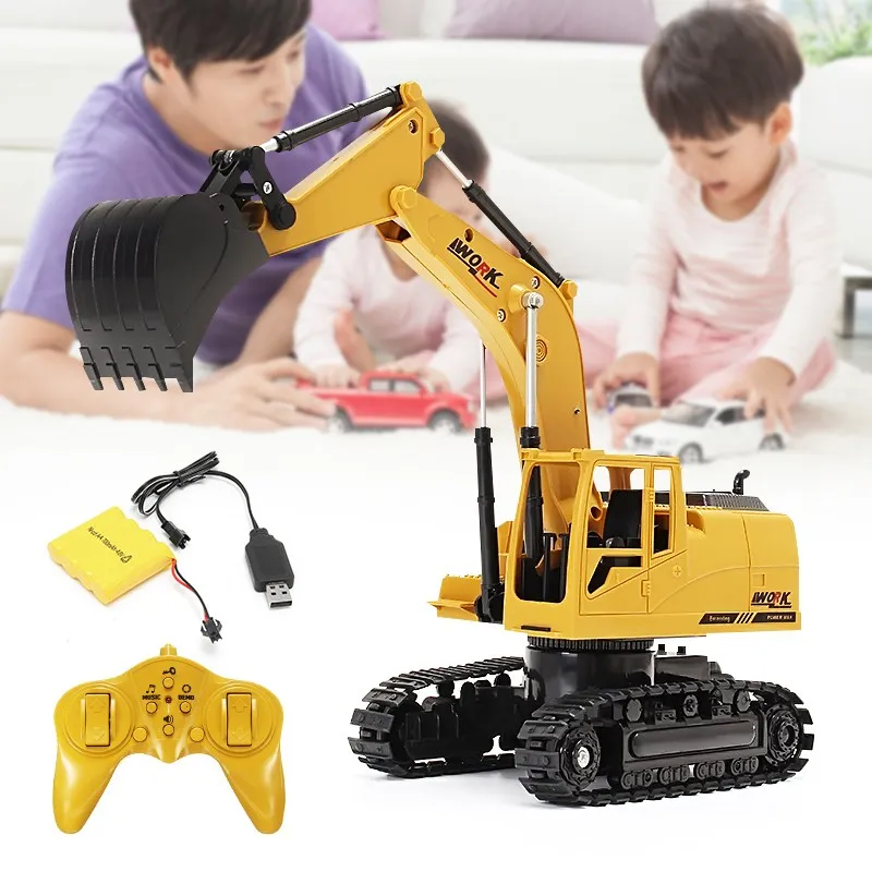 

New Arrival AO HAI 1/24 2.4Ghz 8CH Die-cast Remote Excavator RC Engineer Truck Car Toys present RC Car Tractor Christmas Gift