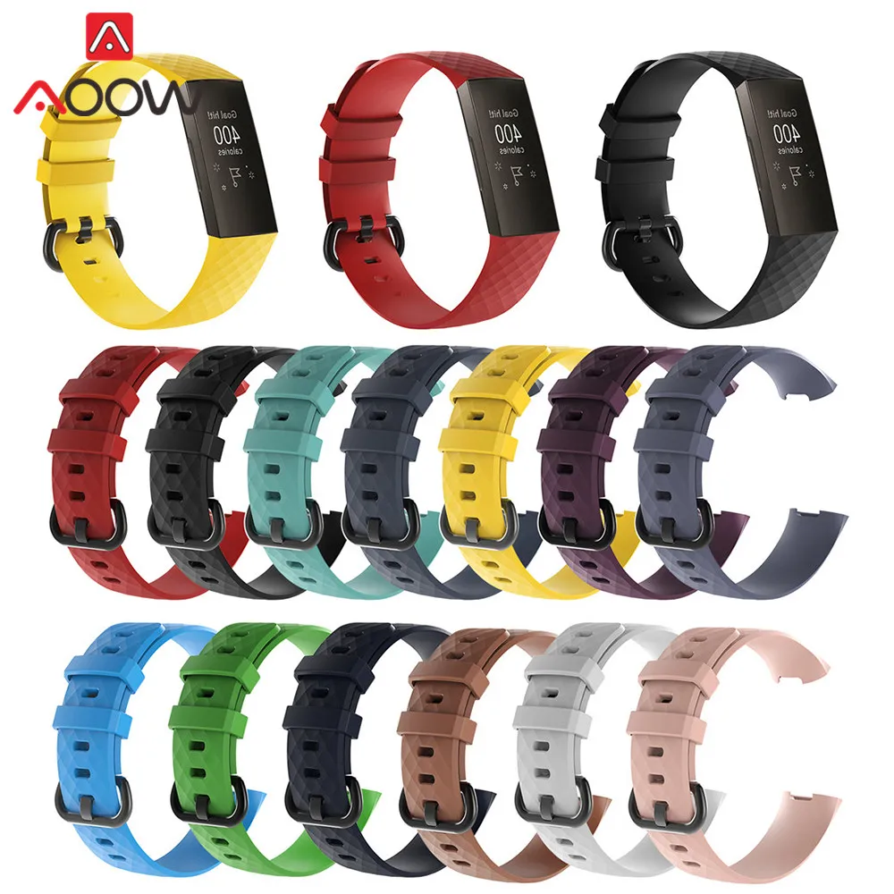 

S/L Silicone Watchband for Fitbit Charge 3 Advanced Fitness Tracker Sport Replacement Bracelet Strap Band for Fitbit Smart Watch