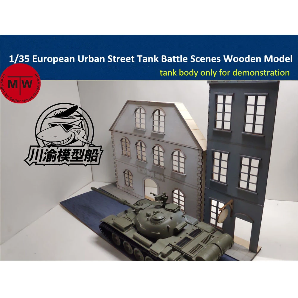 

1/35 Scale European Style Urban Street Tank Scenes Diorama DIY Wooden Assembly Model Kit TMW00009