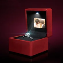 Экран просмотра видео музыкальное кольцо коробка коробочка для хранения колец Свадебная подвеска, ожерелье коробка кольцо коробка видео