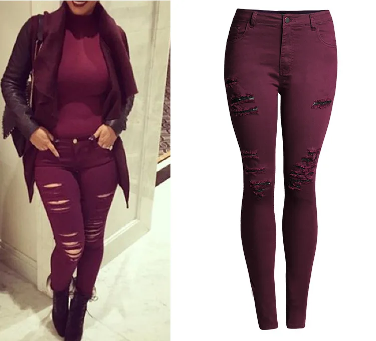 wine colored skinny jeans