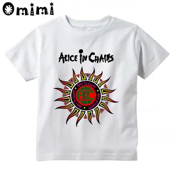 

Boys/Girls Alice In Chains Sun Music Band Printed T Shirt Kids Short Sleeve Tops Children's White T-Shirt