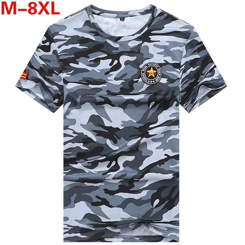 

plus size M~7XL 8XL new summer Camouflage army T Shirt Fitness men Quick-drying casual Compression Tshirt tops&tees