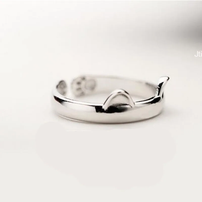 Посеребренное кольцо с кошачьими ушками, дизайн, милые модные ювелирные изделия, кольцо с кошкой для женщин и девушек, подарки, регулируемые подвески, Anel GSZR0064