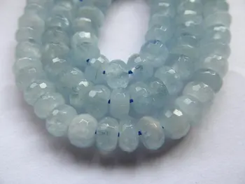 

AA GRADE 3x5 4x6 5x8 6x10 6x12mm Genuine Aquamarine Beryl gemstone Rondelle Faceted Blue beads full strand