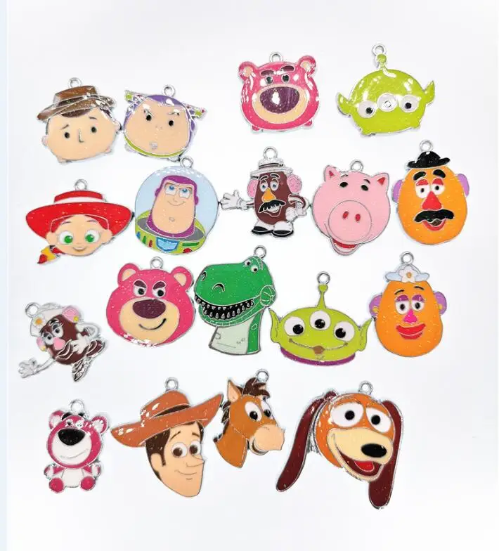 

New Lot 20pcs Cartoon Toy story mix Enamel Metal Charm necklace Pendants DIY Jewelry Making Party Favors