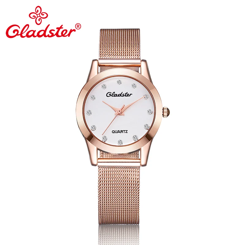 

Gladster New Luxury Ladies Dress Watch Fashion Casual Woman Quartz Watch Ultra Thin Stainless Steel Band Female Quartz Watch