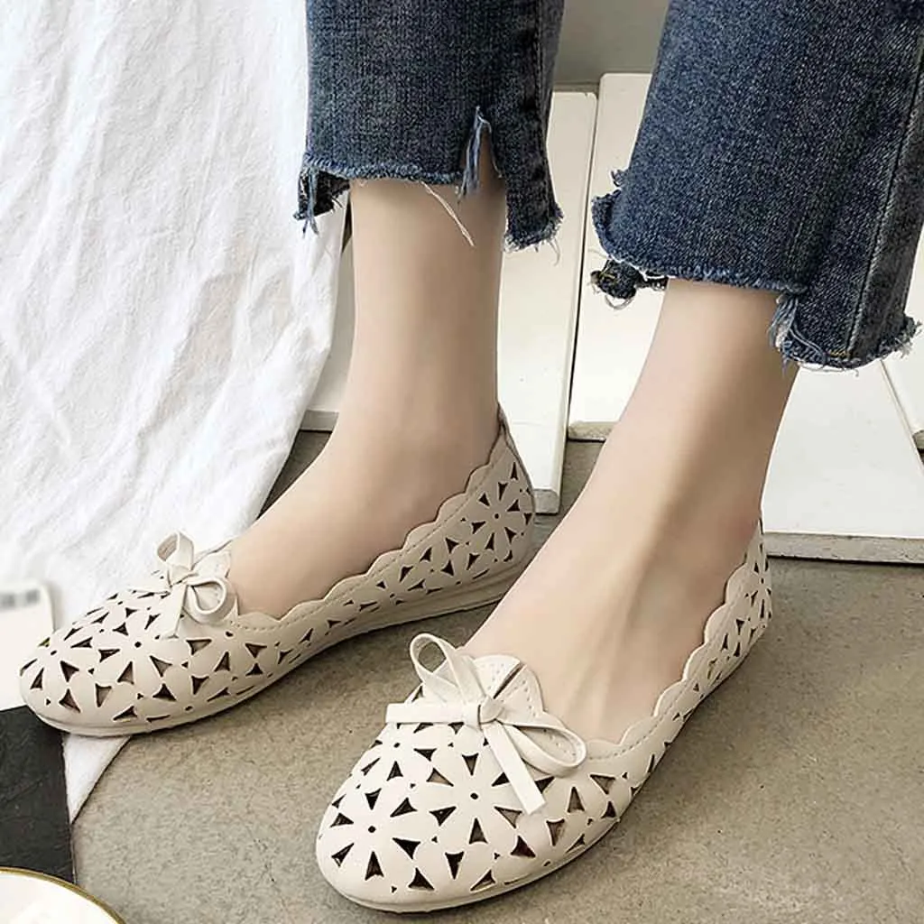 YOUYEDIAN Big size spring women flats shoes women leather flats ladies shoes female cutout slip on flat loafers Women Shoes#g40