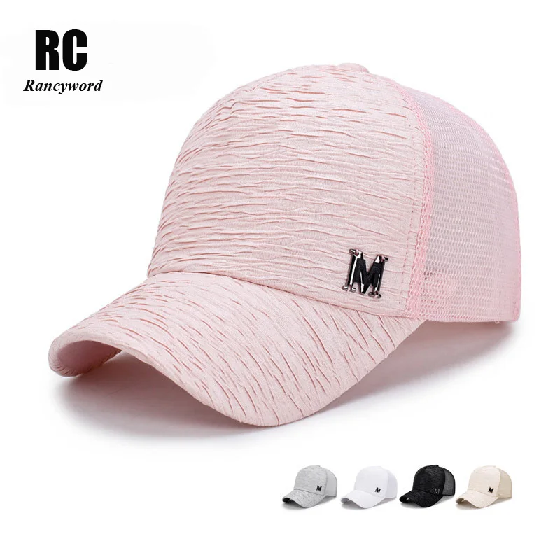 

[Rancyword] 2017 New Fashion Baseball Caps For Women Summer Mesh Cap Hats Adjustable Bone Solid Color Hip Hop Hat Lady RC1180