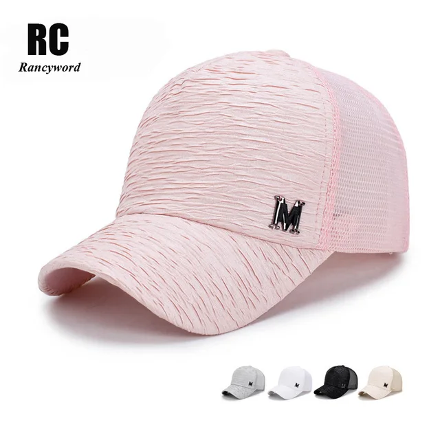 [Rancyword] 2017 New Fashion Baseball Caps For Women Summer Mesh Cap Hats Adjustable Bone Solid Color Hip Hop Hat Lady RC1180