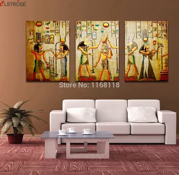 

CLSTROSE Triple Abstract No Frame Picture Egyptian Mural Room Escape Modern Decorative Painting A Large Art Wall Art Print