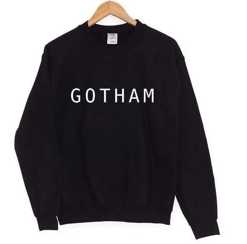 Gotham толстовка унисекс Черная Толстовка повседневные топы moletom do tumblr пуловеры повседневные топы элегантная Толстовка Джемпер Топы