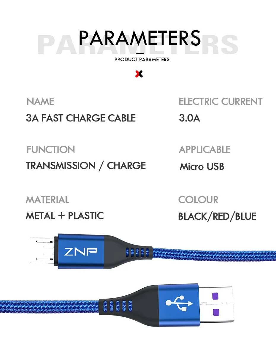 ZNP 3A usb type C кабель для samsung Xiaomi Redmi Note 7 K20 Oneplus 7 Pro Быстрая зарядка USB C зарядное устройство кабель usbc для мобильного телефона