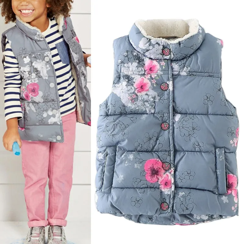 

Autumn Baby Girls Vest Coats Outerwear Girls Outwear European And American Style Floral Outerwear Princess Cotton Vest Dropship