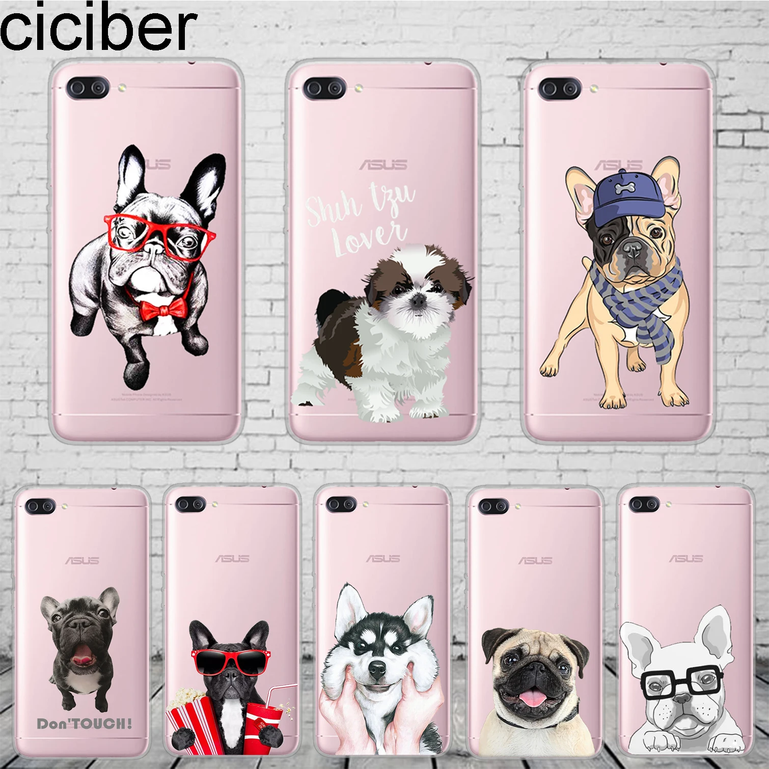 

ciciber Cute Animal Pug Dog Cover For ASUS ZenFone 5 4 3 3S Max Pro Plus Laser Deluxe Selfie Z Q Lite Phone Case TPU Coque Capa