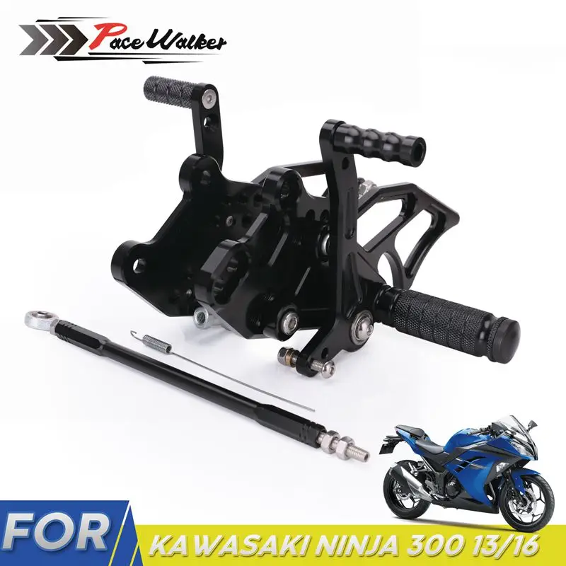 

Motorcycle CNC Aluminum Adjustable Rear foot Rear set Footrest FOR KAWASAKI Ninja 300 13-16 Foot Pegs Pedal