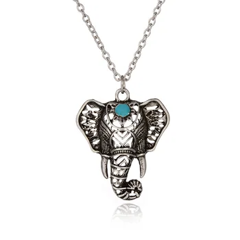 

10pcs Boho Antique Necklaces Pendants Ethnic Elephant Choker Necklace Chain