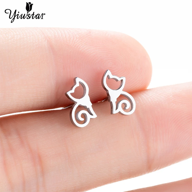 

Yiustar Stainelss Cat Cherry Stud Earring for Women Sweet Flower Animal Stud Earrings Cute Charming Girls School Graduate Party