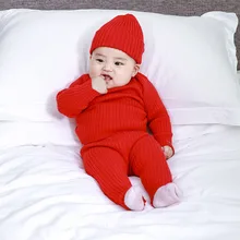 Комплекты одежды в рубчик для новорожденных, осенне-зимние топы, вязаный свитер, джемпер, штаны, брюки, одежда для маленьких мальчиков и девочек 0, 3, 6, 9, 12 месяцев
