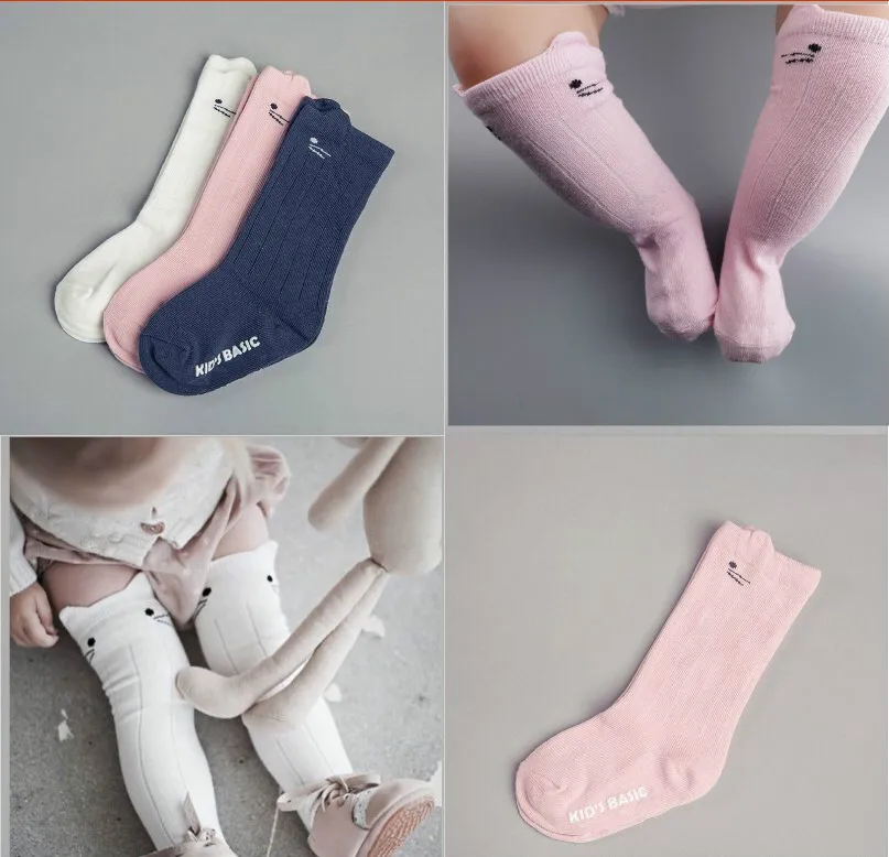 

2018 Cute Baby Kid Girls Boys Toddler Socks Leg Cute Cat Cotton Knee High Stockings 0-4T