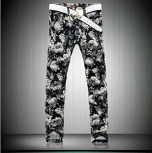 Free shipping ! NEW !! Men’s brand personalized print Full flower jeans plus size fashion slim Tide fancy trousers / 28-40