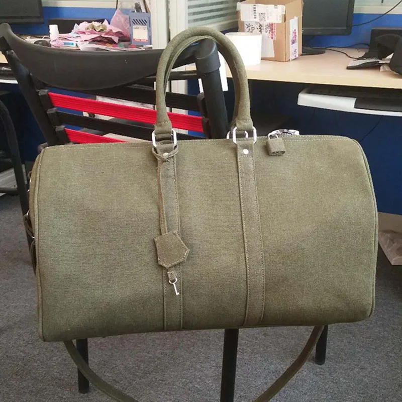 Модная мужская сумка, винтажная Женская холщовая Большая вместительная сумка с замком, армейская зеленая сумка, Повседневная дорожная сумка для багажа