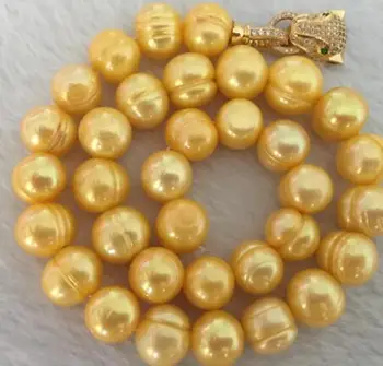 

gorgeous 10-11mm south sea baroque gold pearl necklace 18inch