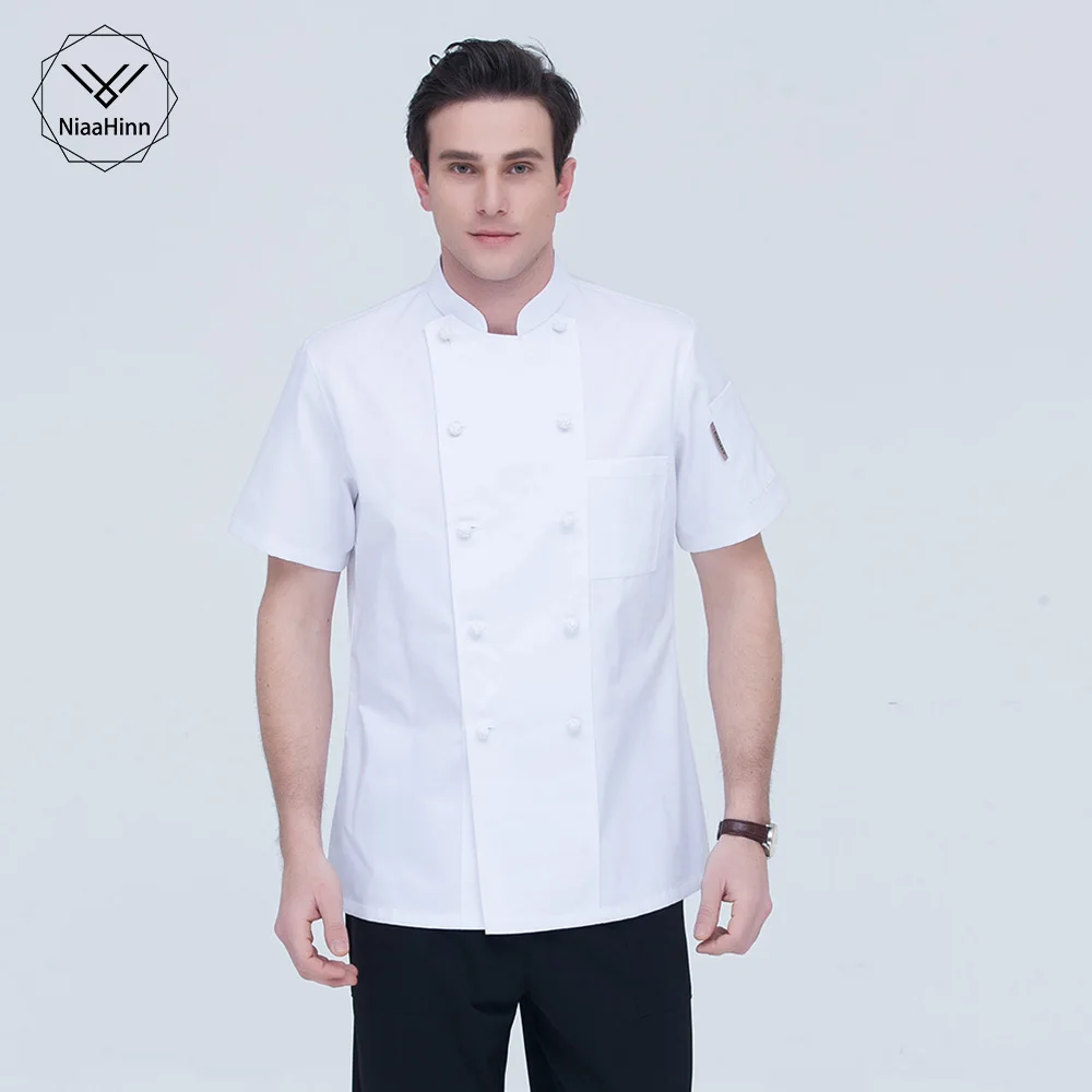 

chef clothes High quality chef uniform Double-breasted hotel catering Kitchen restaurant clothes shirt white chef jacket M-4XL