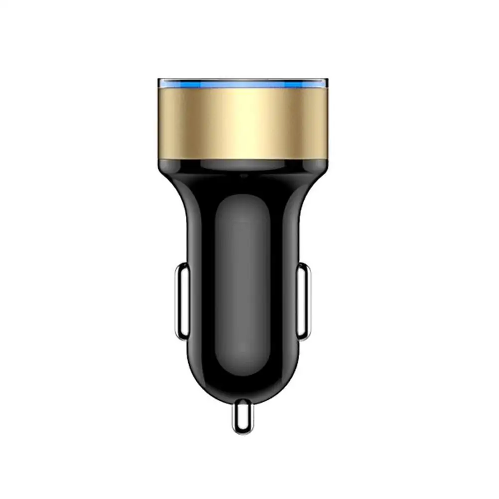 Двойной USB Автомобильное зарядное устройство 3.1A 5 в светодиодный дисплей 2 порта прикуривателя адаптер быстрой зарядки для iPhone samsung универсальный - Название цвета: Gold