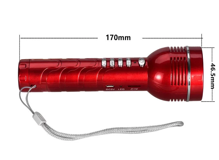 MP3-плеер светодиодный динамик с фонариком, fm-радио, TF динамик s для активного отдыха на велосипеде, пеших прогулок с 18650 перезаряжаемой батареей