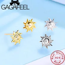 GAGAFEEL100% 925 Настоящее серебро 925 пробы кристалл пуссет-солнце серьги Модные ювелирные изделия подарок для девочек женщин Прямая