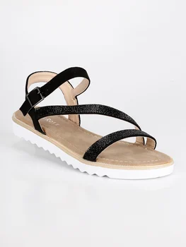

Low sandals with rhinestone-black