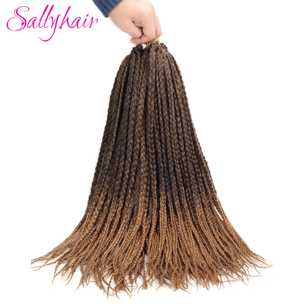 Sallyhair 18 дюймов плетение Парик Косы наращивание волос коричневый синтетический плетение волос низкотемпературное волокно