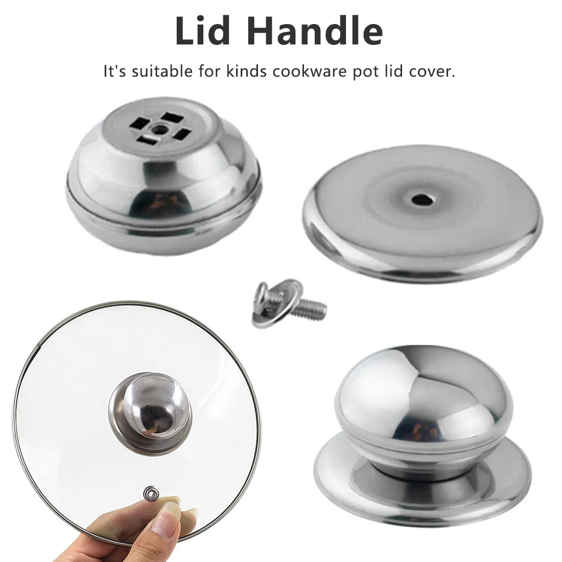 

Material Heat-Resistant Pot Pan Lids Knob Lifting Handle Black and Silver Home Kitchen Cookware Replacement Parts