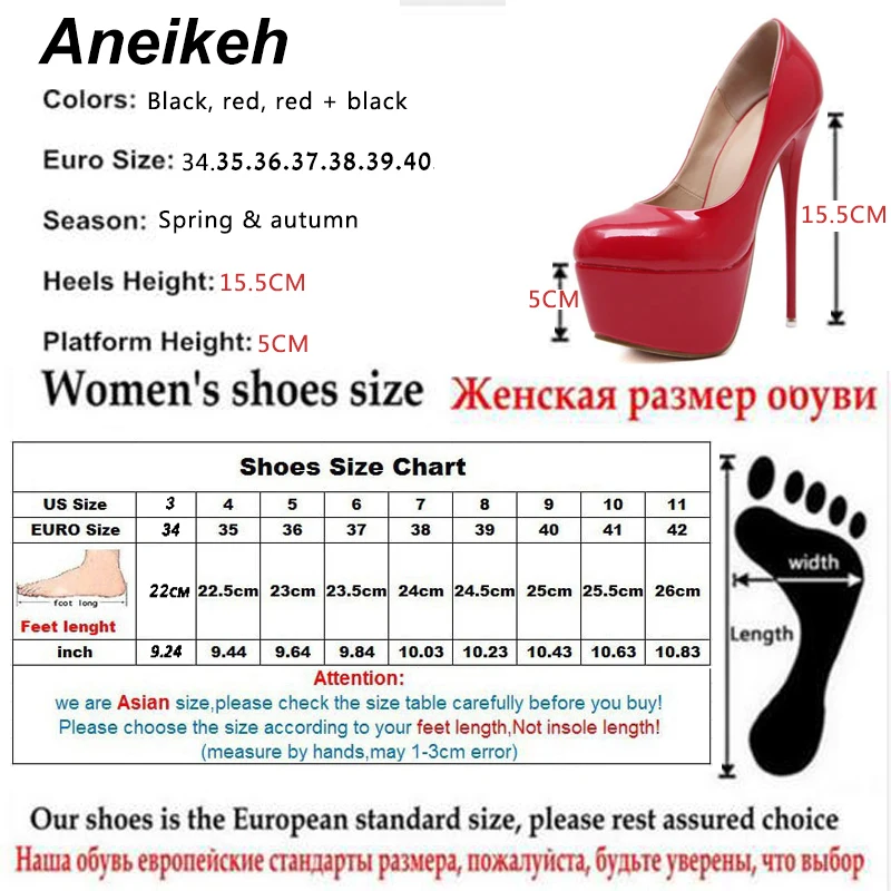 Aneikeh 2018 Spring Women Sexy 16CM Extreme High Heels Platform Ladies Pumps Stiletto Woman Shoes Slip On Size 34 - 40 258-90