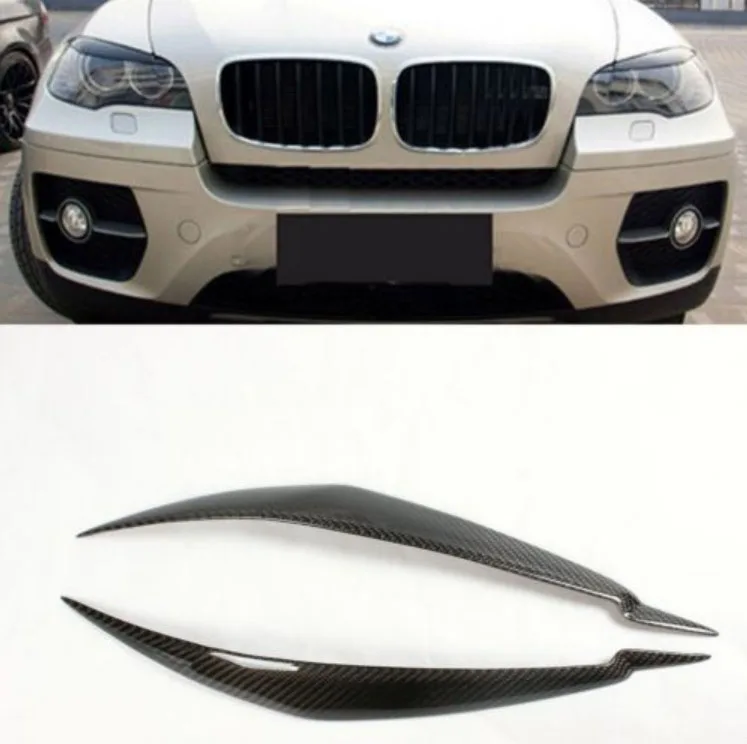 COOL & BRIGHT Real Carbon Fiber Front Headlight Covers Eyelids Eyebrows