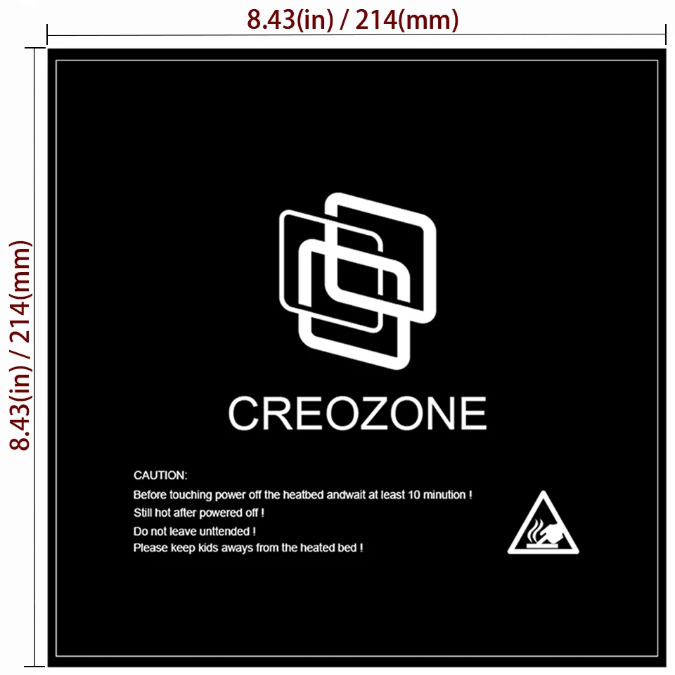 CREOZONE B2 1 шт. 214*214 мм 3d принтер тепло горячие наклейки для кровати Горячая кровать прочная поверхность лист черная наклейка для платформы для 3D печати