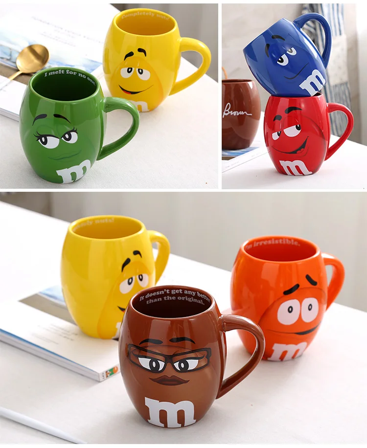 Glaze Coffee Milk Mug Water Tea Mugs Drinkware Creative M&M's MM Beans Drinking Cups Ceramic Colored Cafe Oatmeal Coffee Mug