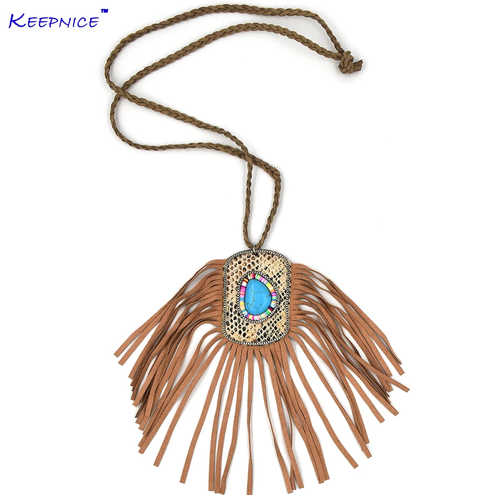 Ethnic Bohemian Boho leather Tassel ...